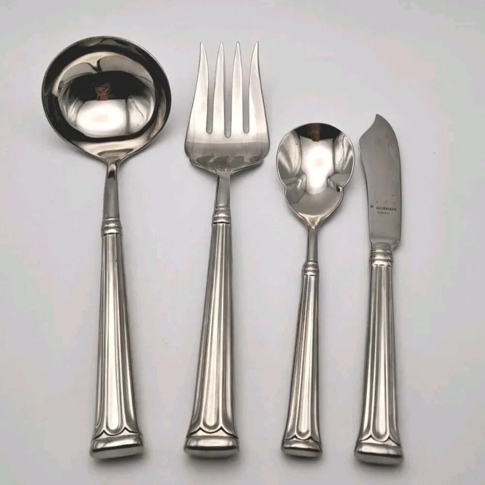 Gorham Savannah 4 Piece Serving Hostess Set Stainless 18/8 Glossy Flatware NOS